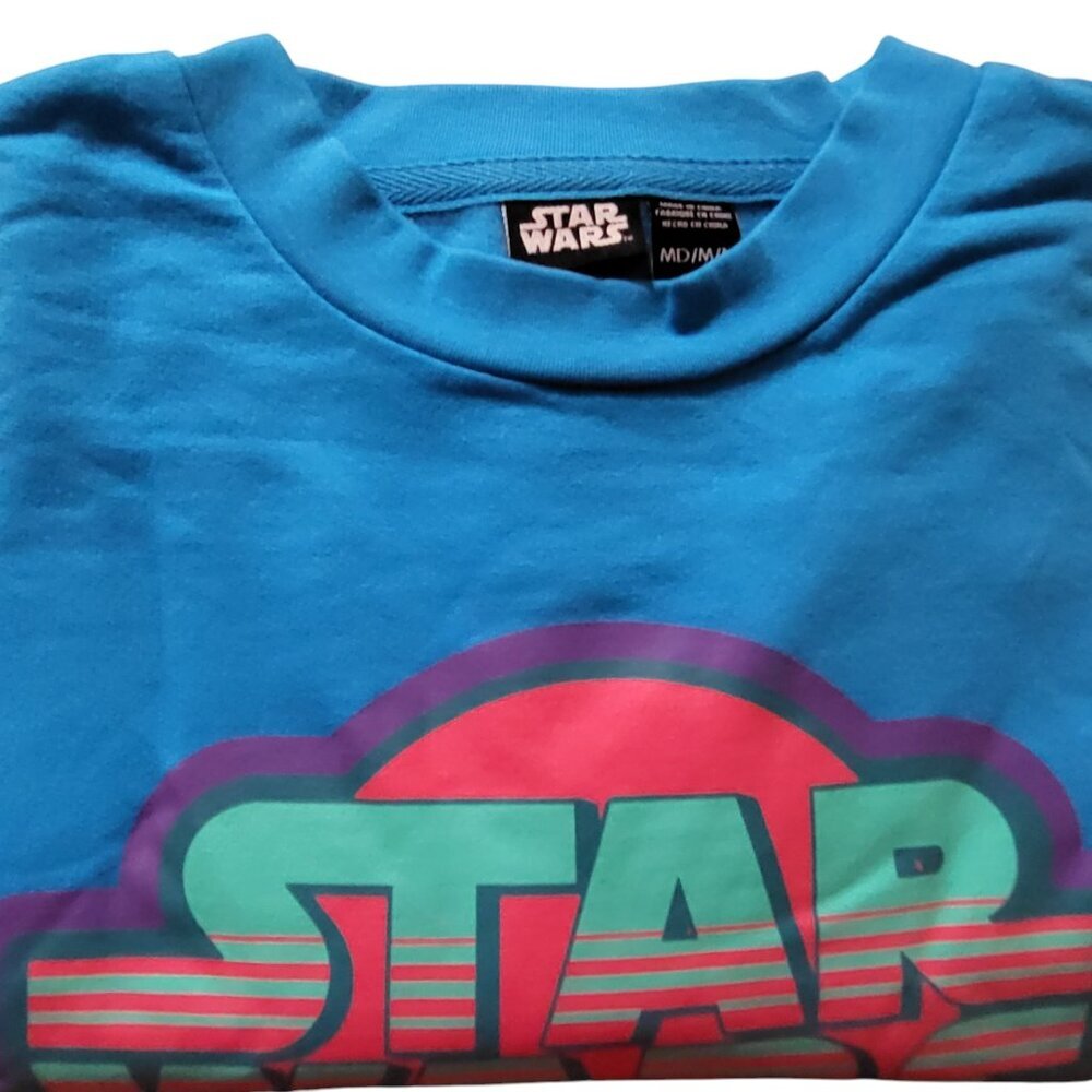 DISNEY‎ Men's/ women's Medium Turquoise Star Wars Sweatshirt Crew Neck Pullover - Picture 3 of 8